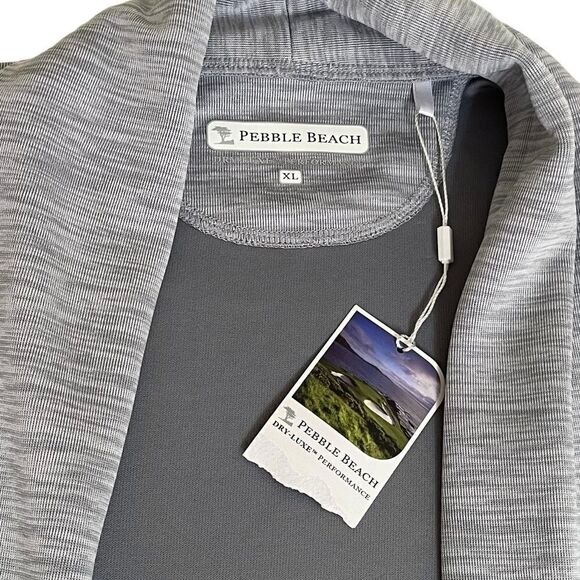 Pebble Beach Dry-Luxe Gray Space Dye Open Front Long Sleeve Golf Cardigan NWT - Picture 12 of 16